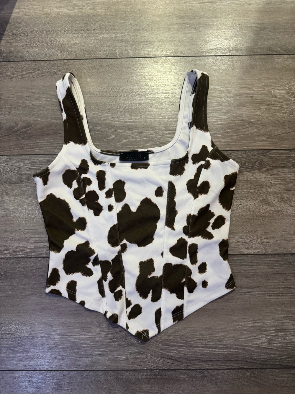 Kids Cow Print One-Piece Tank Top - Brown & White